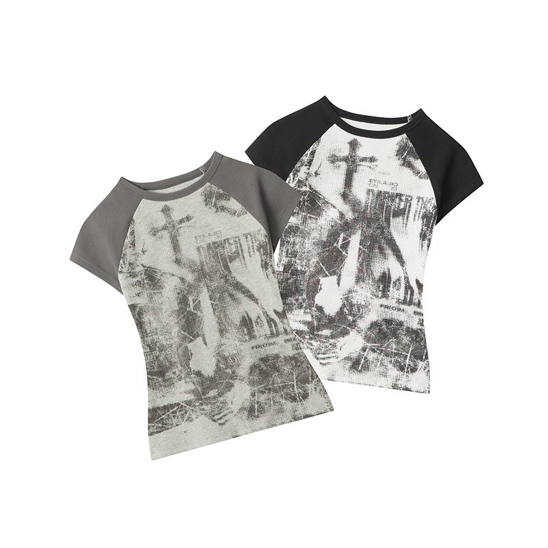 Tough Patch Print Cropped T-shirt