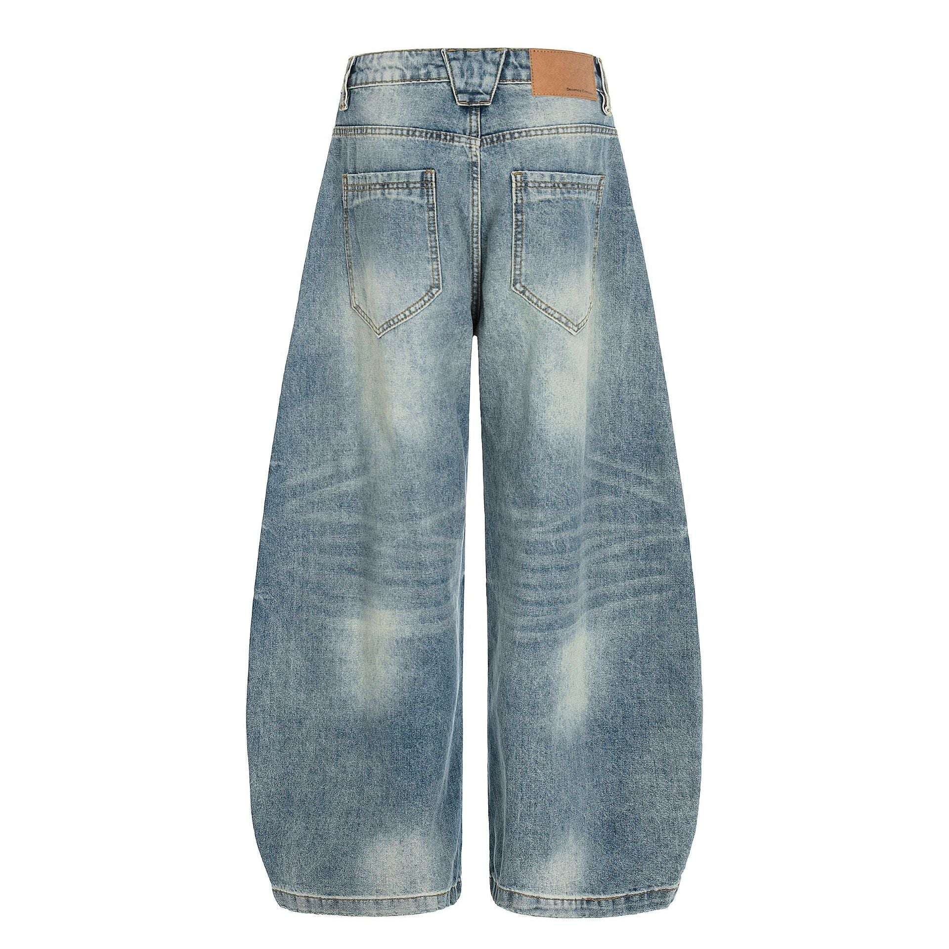 Washed Whisker Curved Denim Jeans