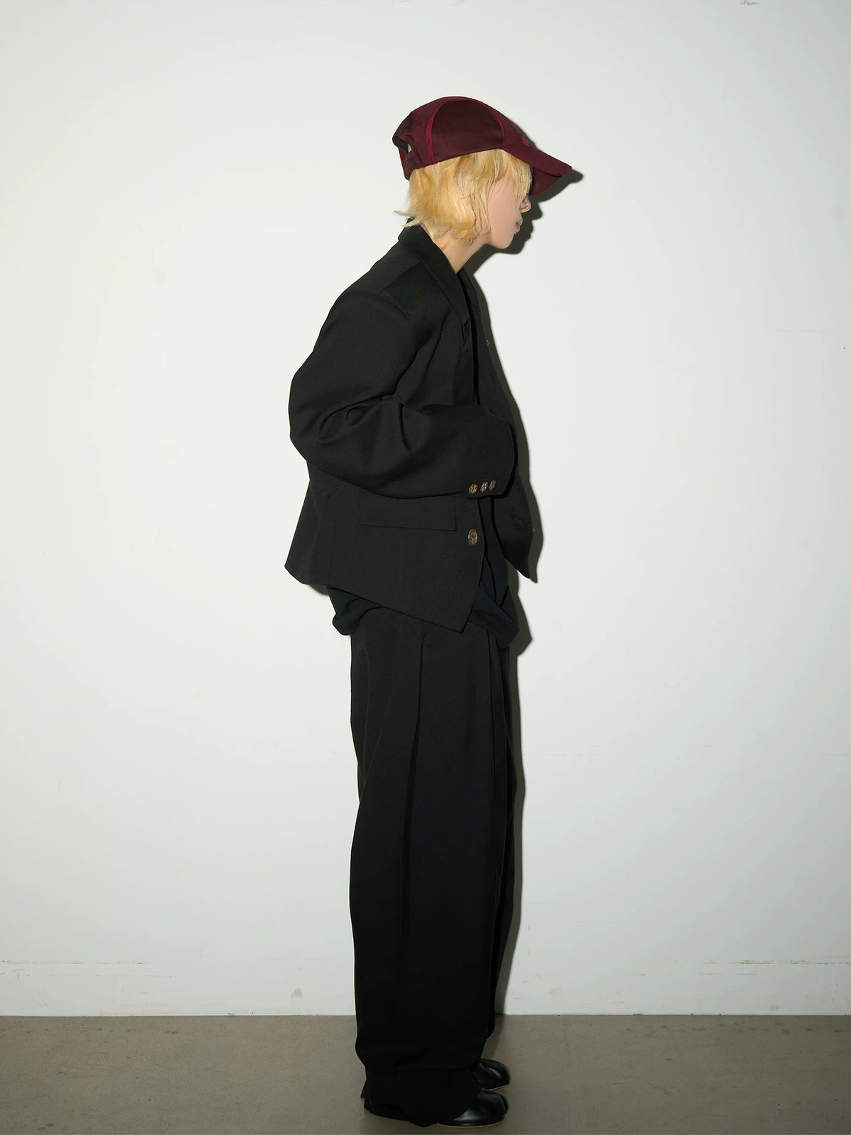 Shoulder-Pad Button Tailored Jacket & Wide Leg Trousers Setup