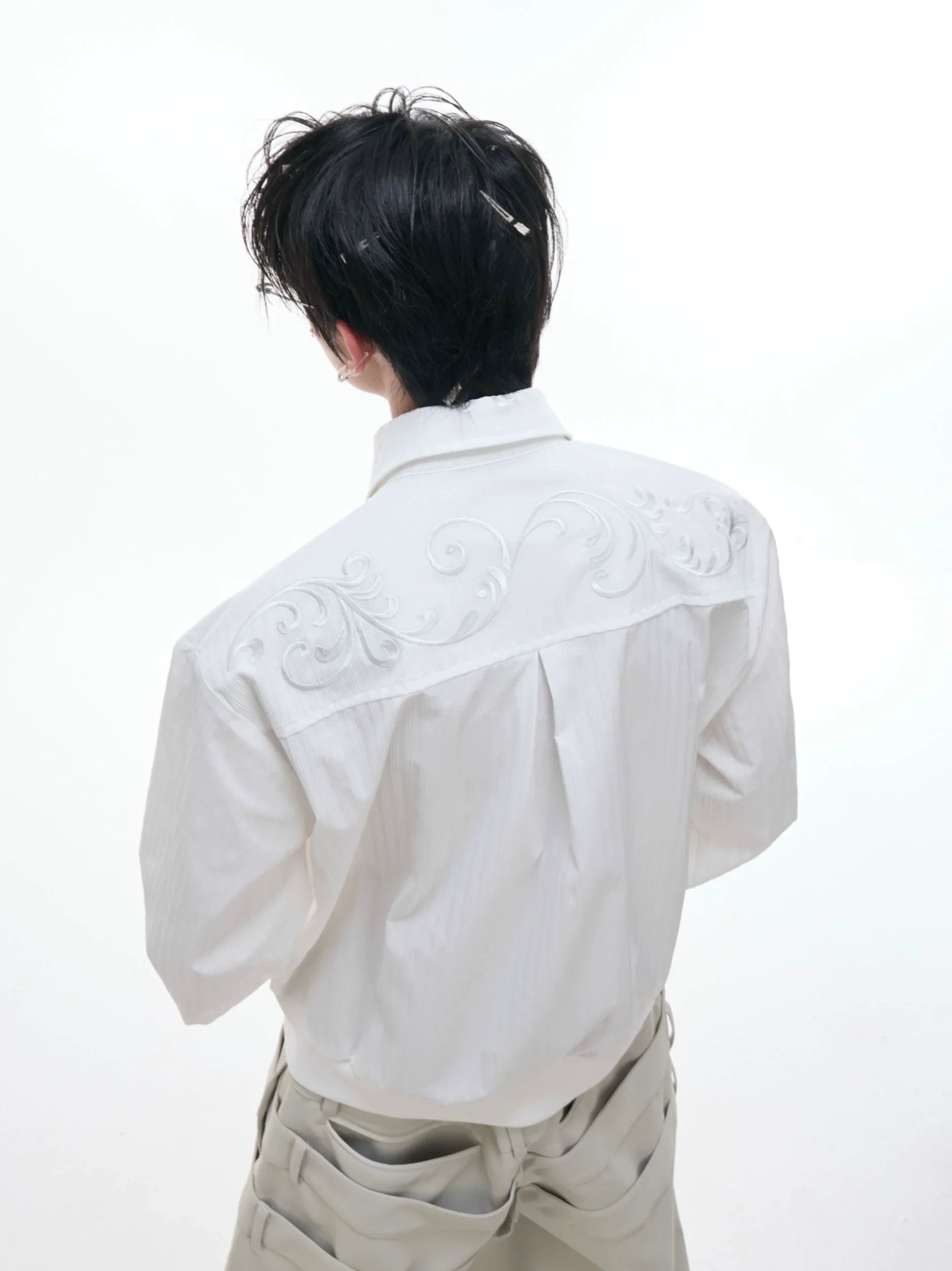 Anti-Wrinkle Embroidery Short Sleeve Shirt Jacket & Long Sleeve Shirt Jacket