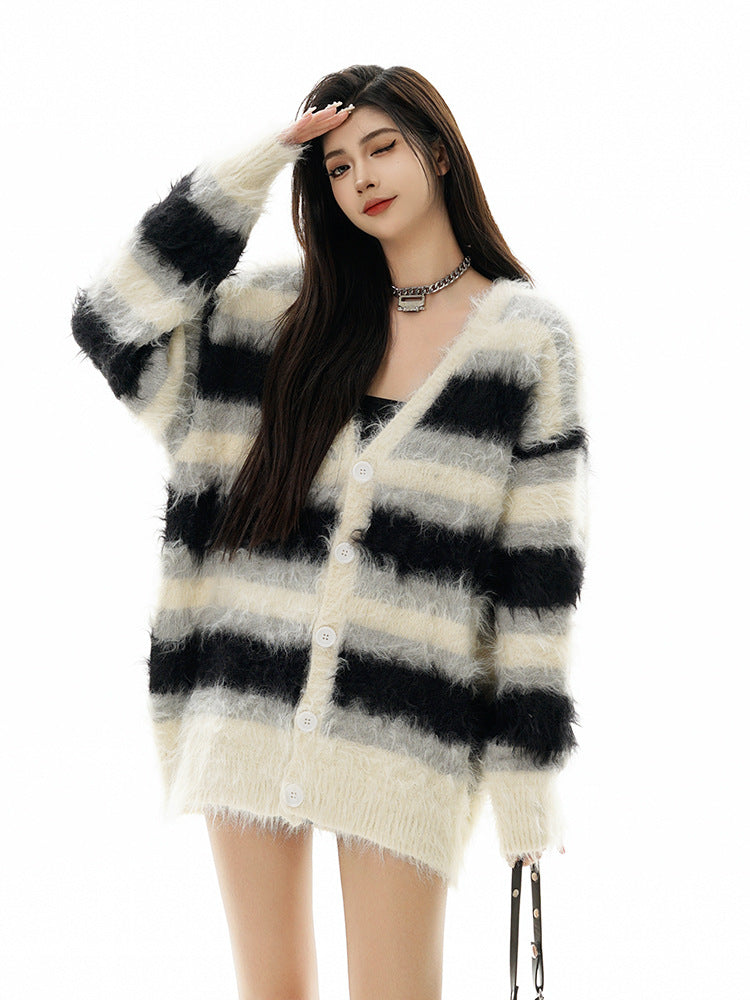 Fluffy Knitted Cardigan Sweater