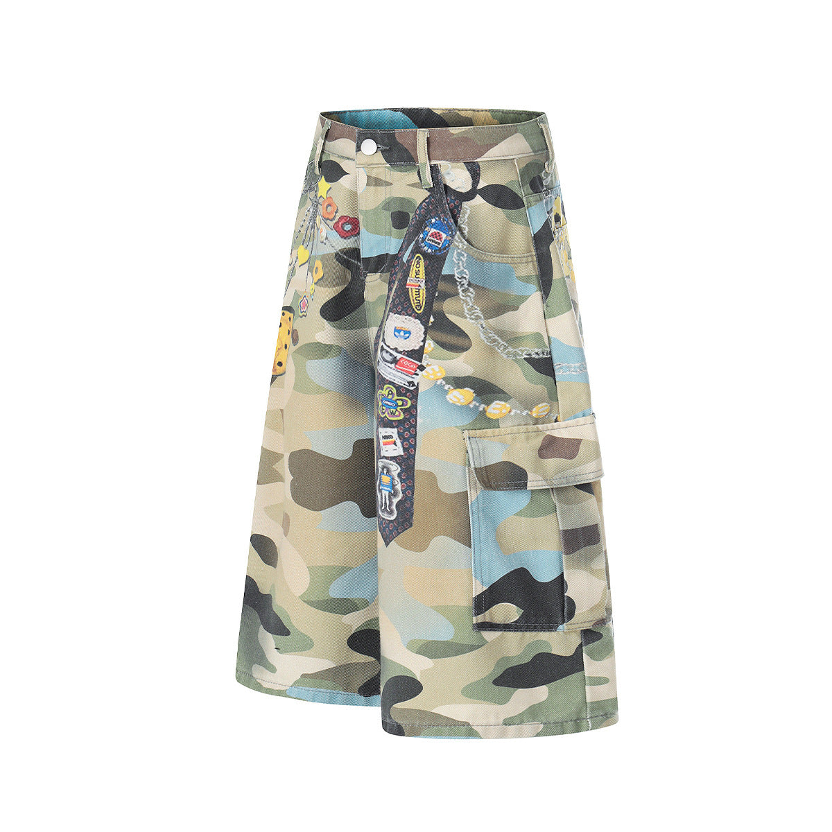 Camouflage Chain Charm Cropped Jort