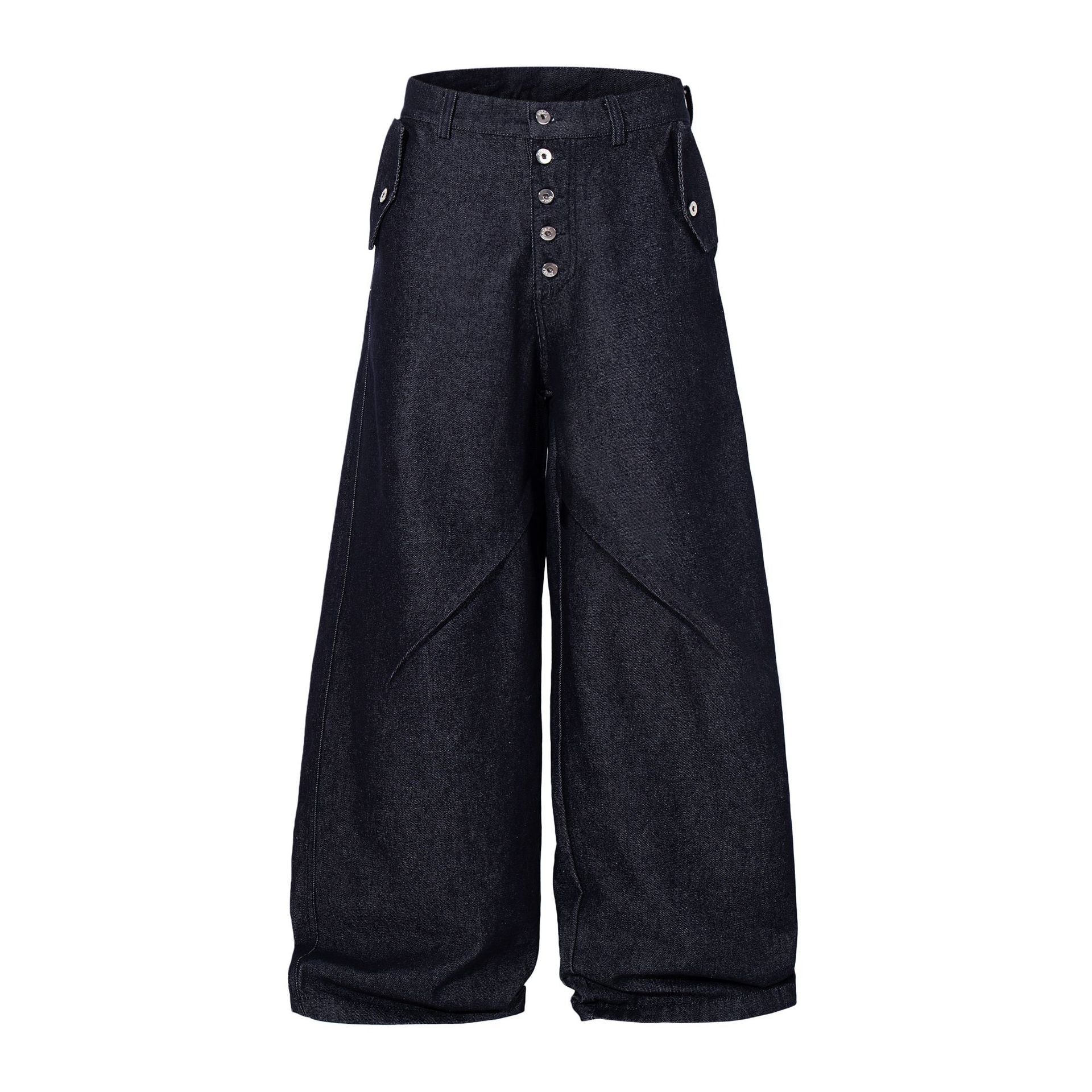 Raw Denim Deconstruction Wide Leg Denim Jeans
