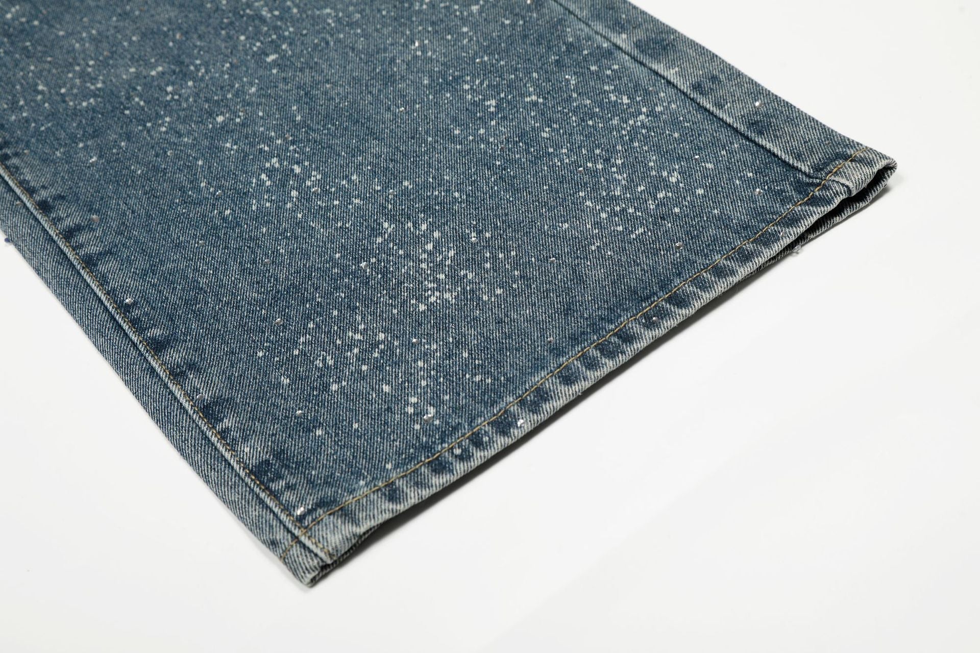 Paint Splatter Washed Wide Leg Denim Jeans