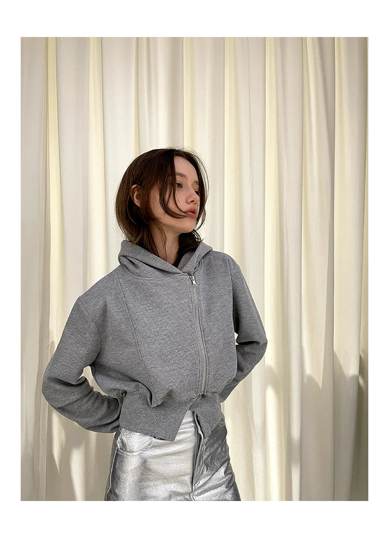 Diagonal Zipper Hoodie