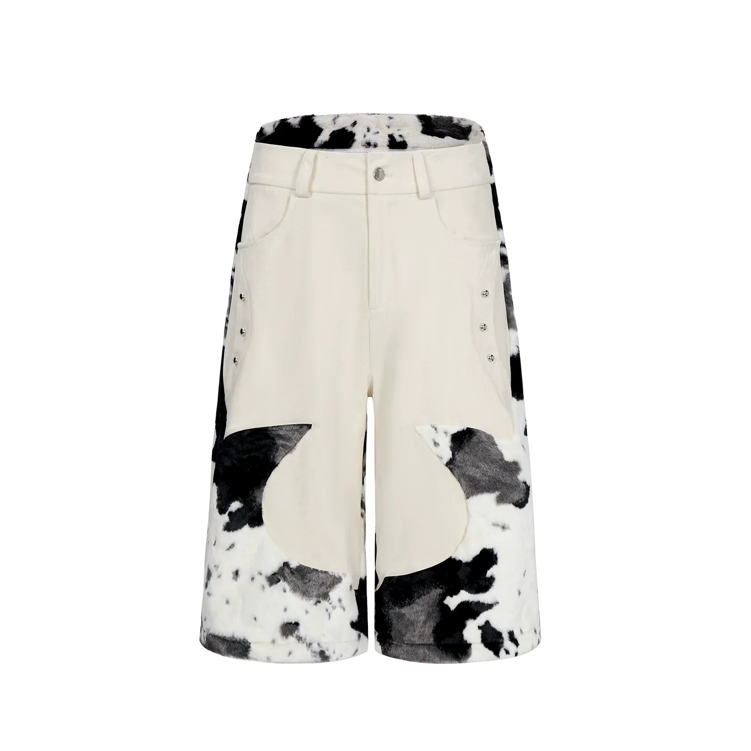 Patchwork Milk Fleece Fake Fur Short