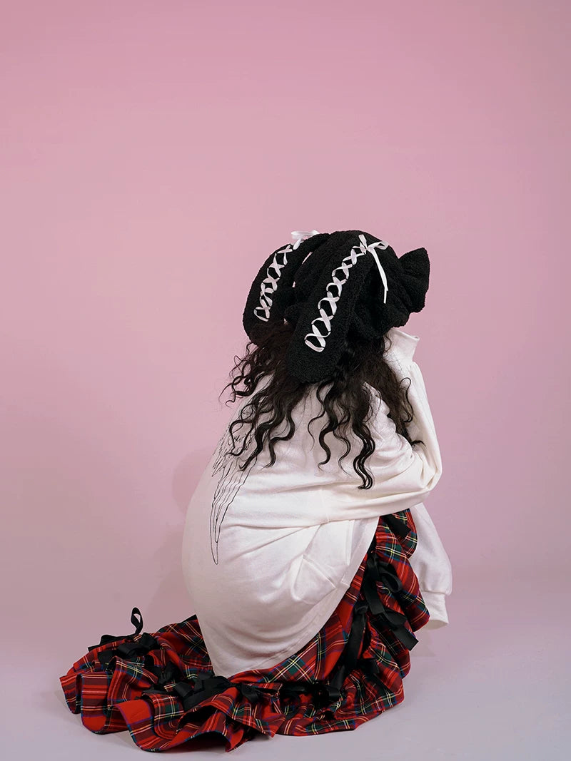 Irregular Bow Elastic Waist Long Skirt