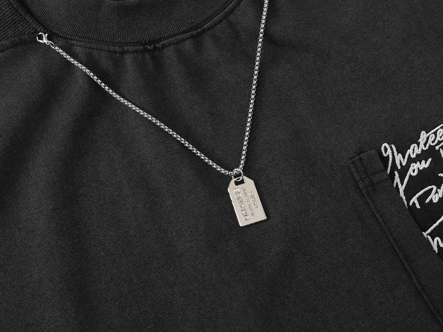 Necklece Design Heavyweight Washed Oversize Short Sleeve T-Shirt