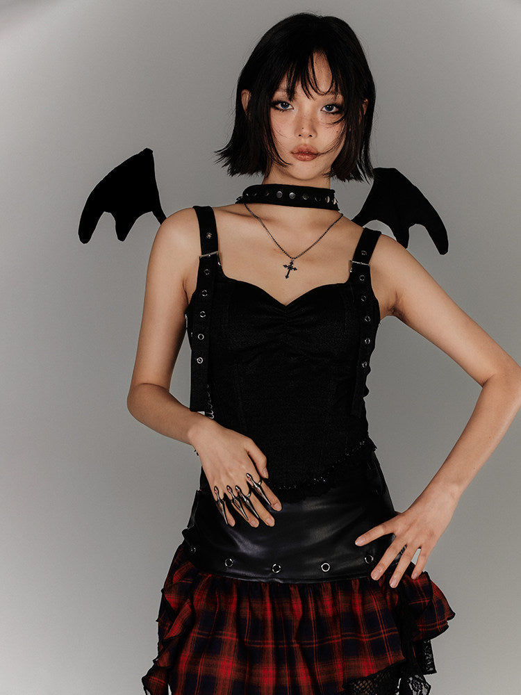 Strap Buckle Lace Corset Top