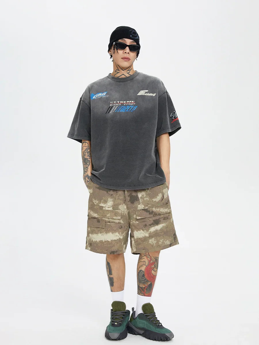 Camouflage Multi-Pocket Straight Cargo Short Pants