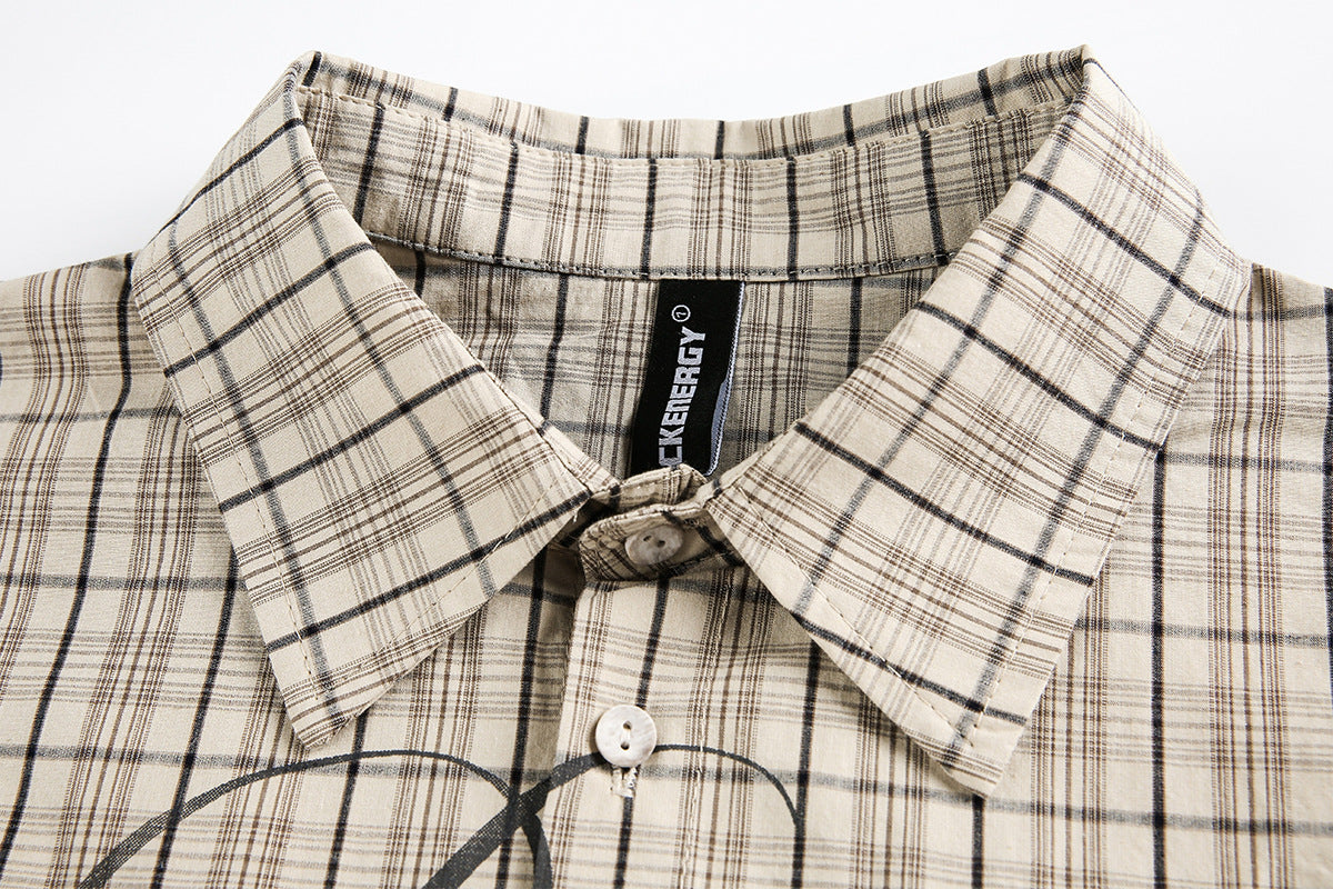 Plaid Letter Print Long Sleeve Shirt