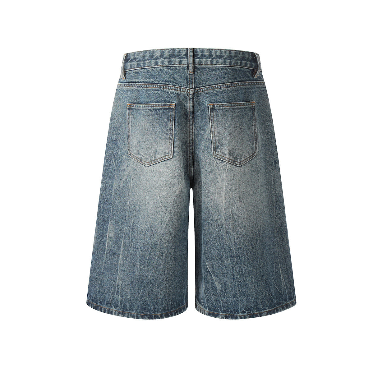 Washed Wide Leg Denim Jort