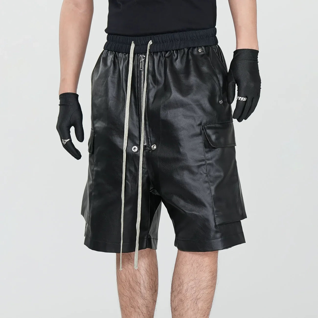 Matte Coated Multi-Pocket Straight Cargo Short