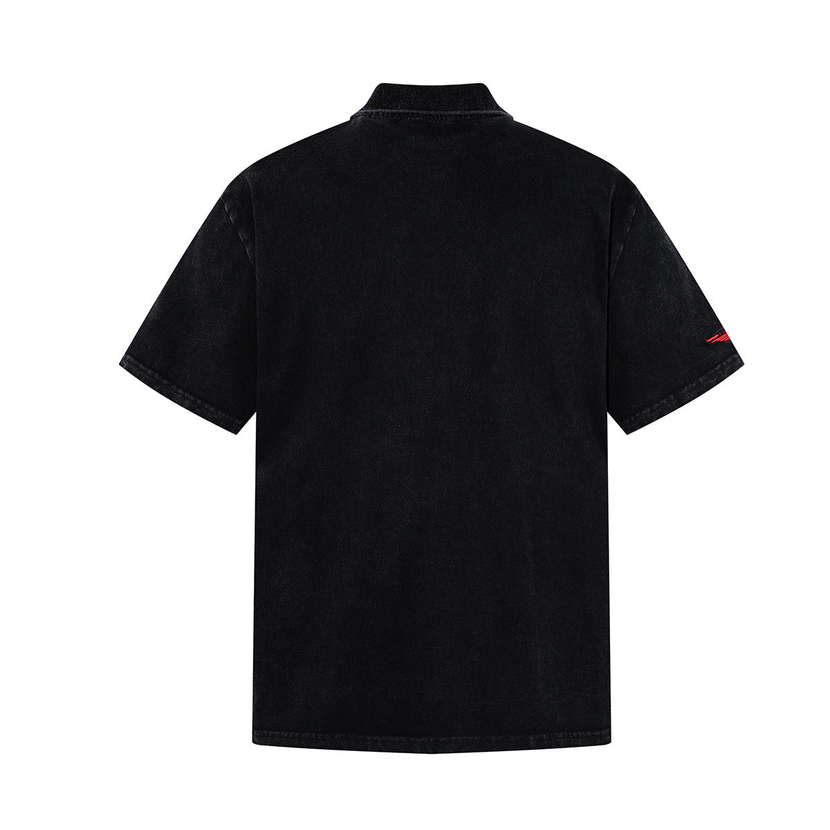 Embroidery Washed Damage Short Sleeve Shirt