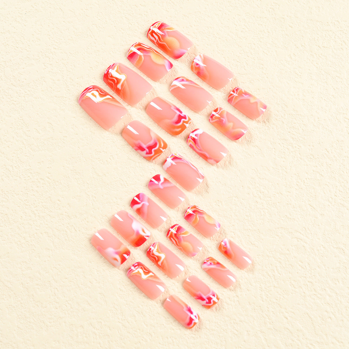 Europe and the United States wear nail red flame gradient wear nail art fake nail nail pieces cross-border exclusive