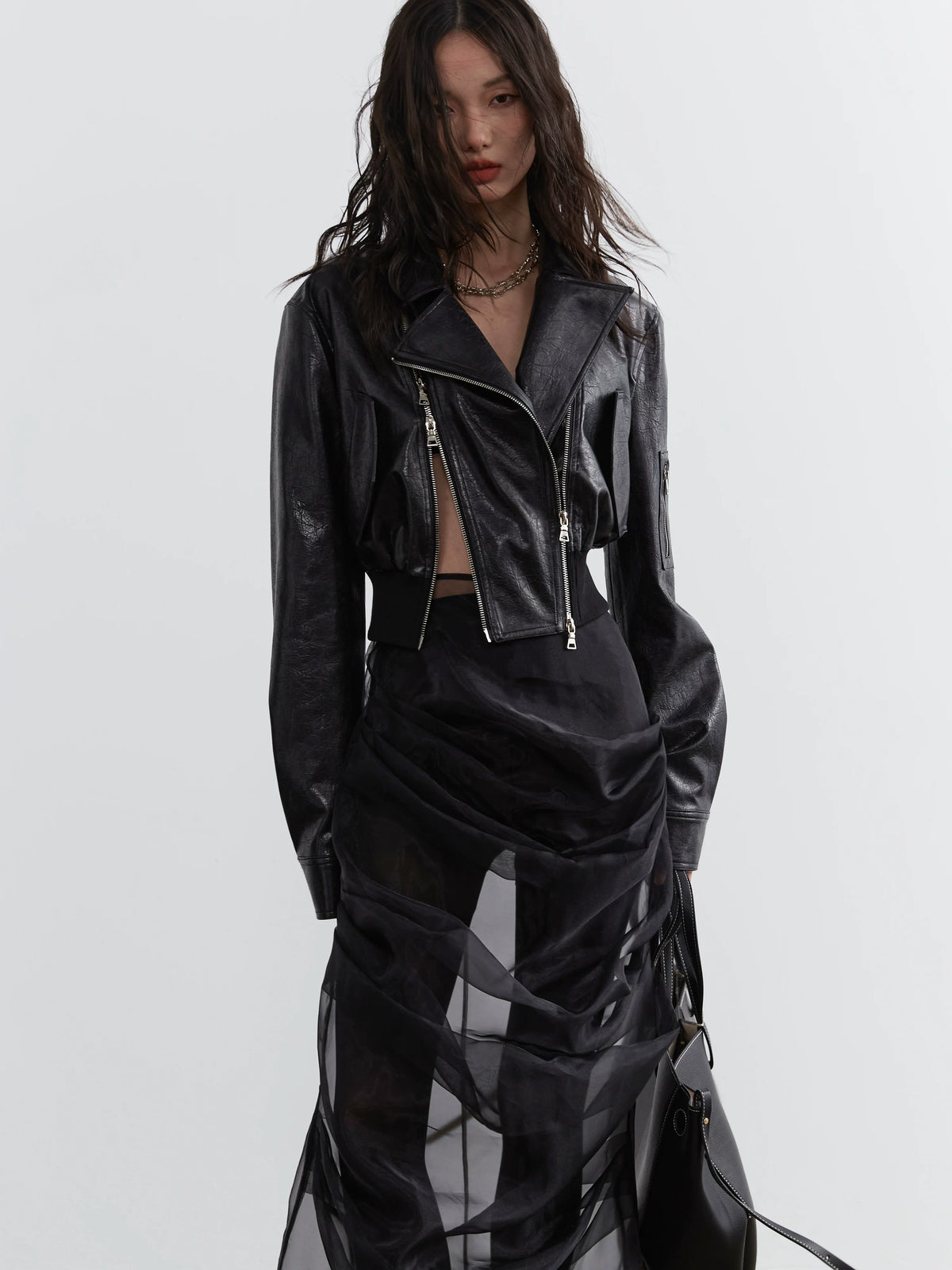 See-Through Chiffon Skirt And Long Skirt