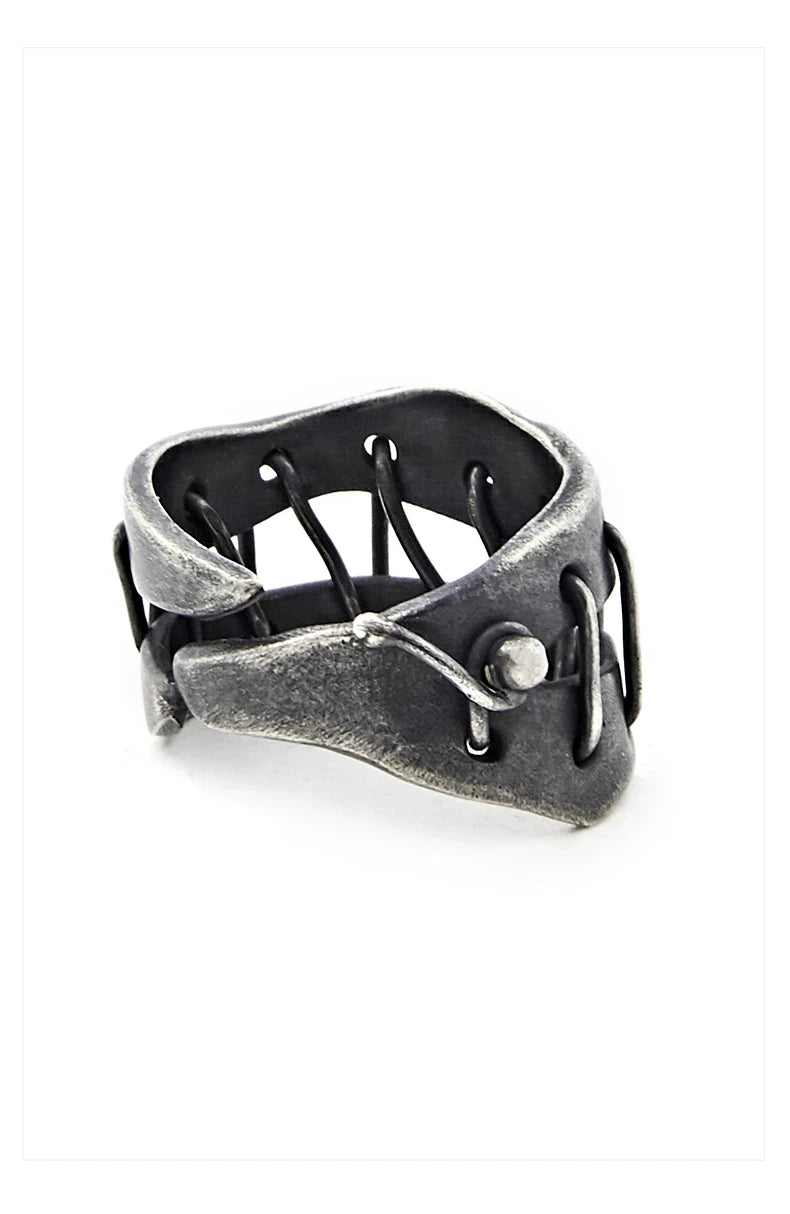 Dark Heavy Strap Silver Ring