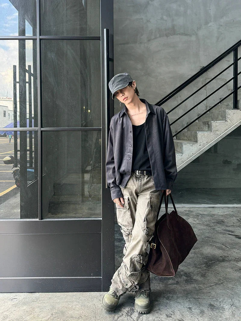 Suede Oversize Long Sleeve Shirt Jacket
