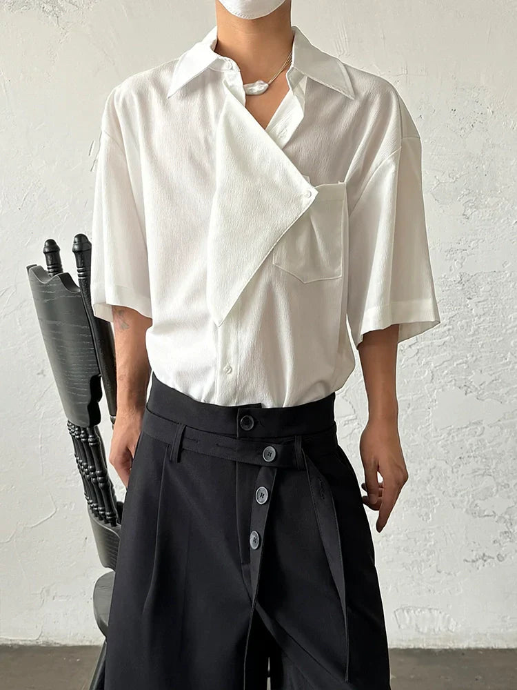 Asymmetrical Patchwork Short Sleeve Shirt