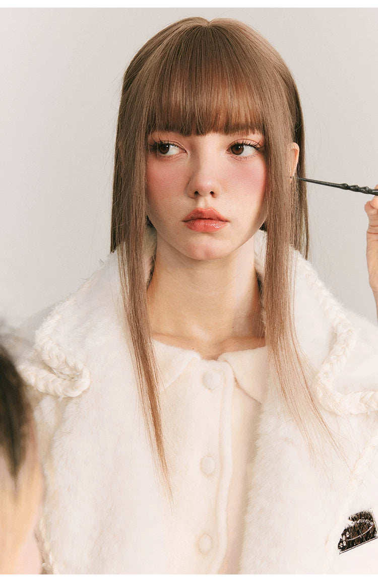 Loose Plain Fake Woolen Jacket
