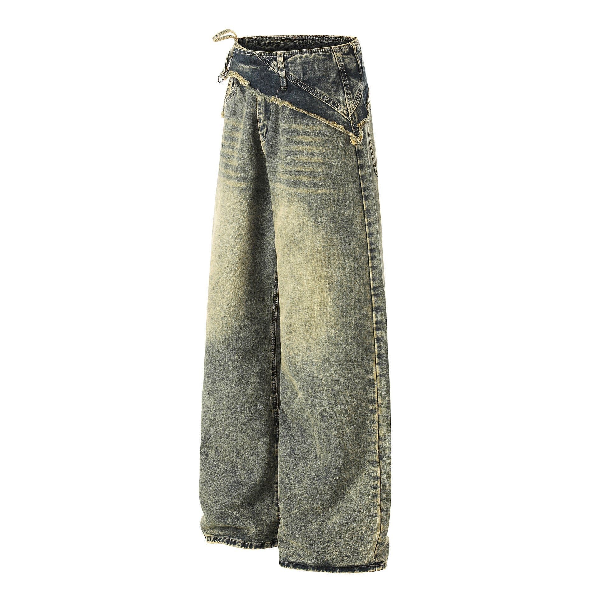 Washed Layered Fade Wide Leg Denim Jeans
