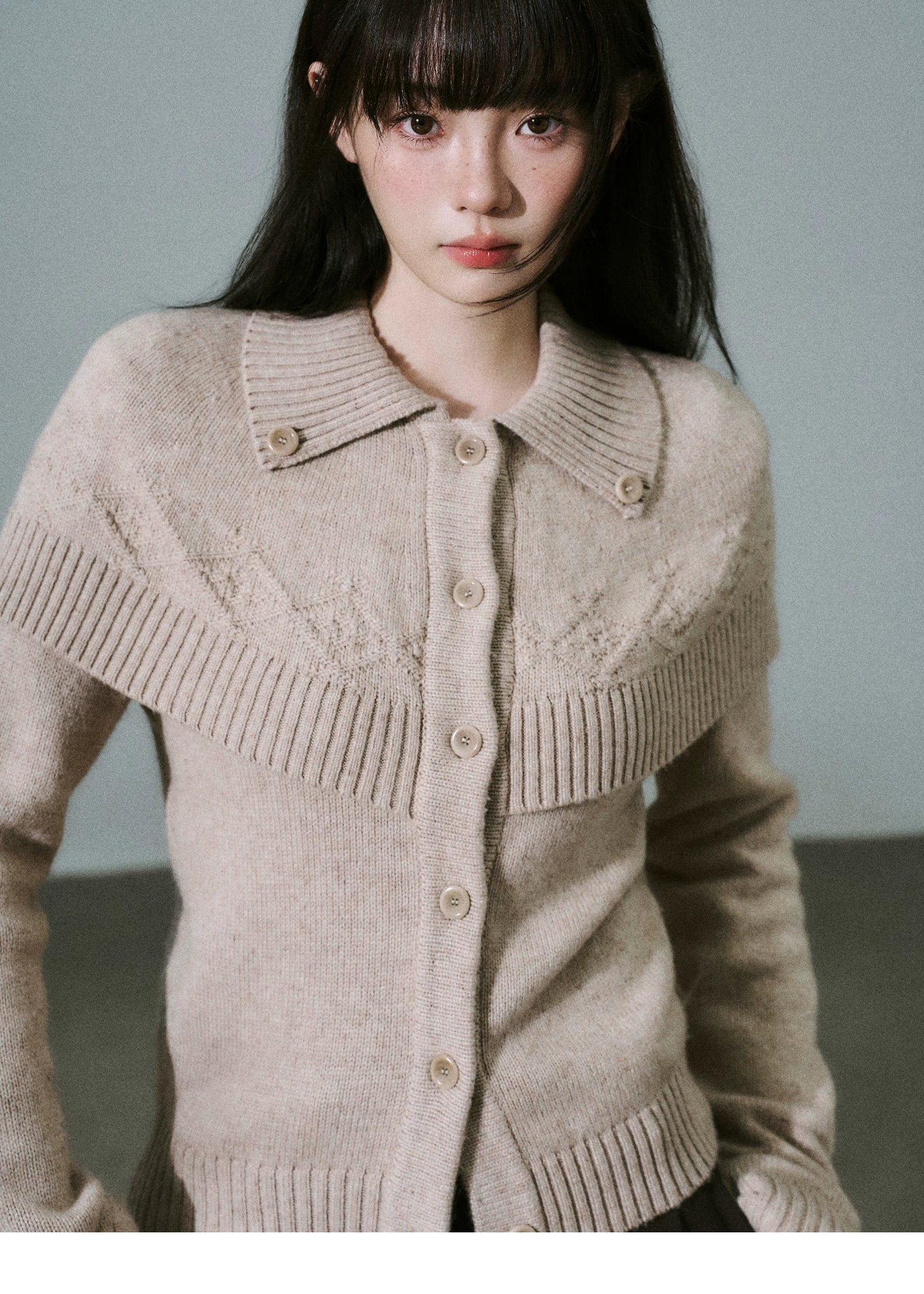 Cashmere Blend Cloak Graphic Knit Cardigan