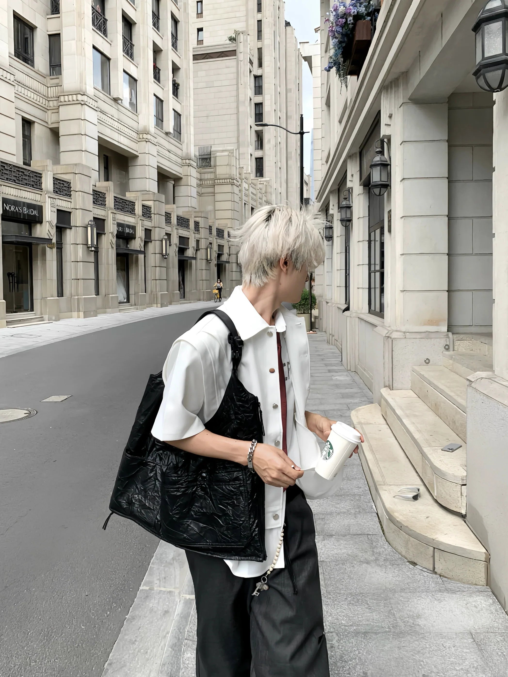 Double-Layer Stand-Collar Long & Short Sleeve Shirt