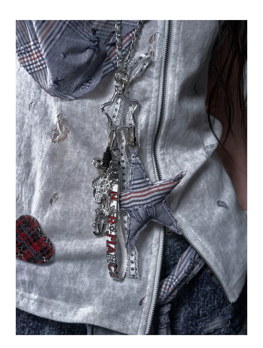Rhinestone Star Lace Multi-Use Chain Necklace