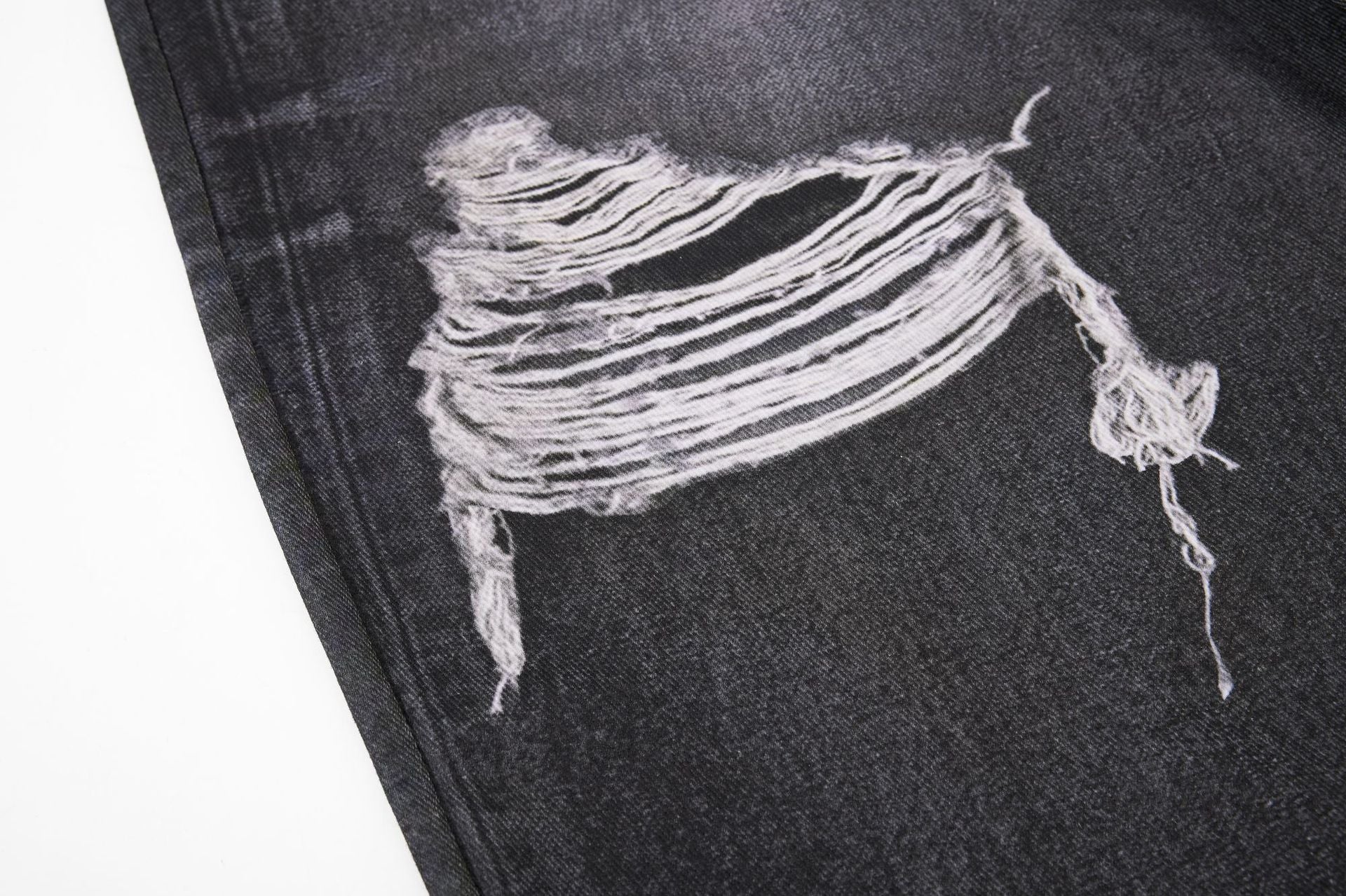 Star Damage Washed Wide Leg Denim Jeans