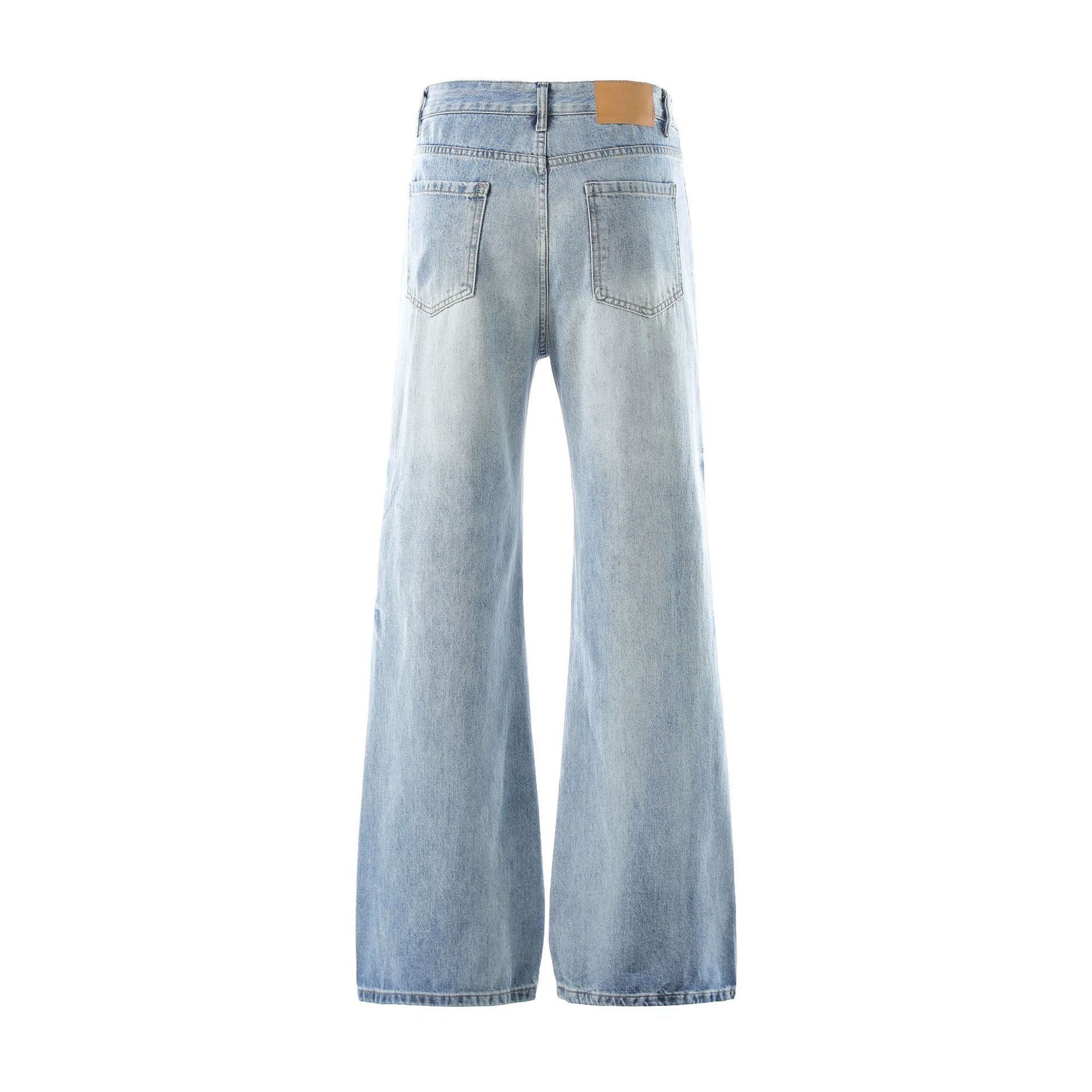 Washed Damage Flare Denim Jeans