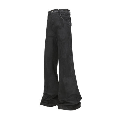 Calça Jeans Tapered de Comprimento Total Lavada - Preto / S