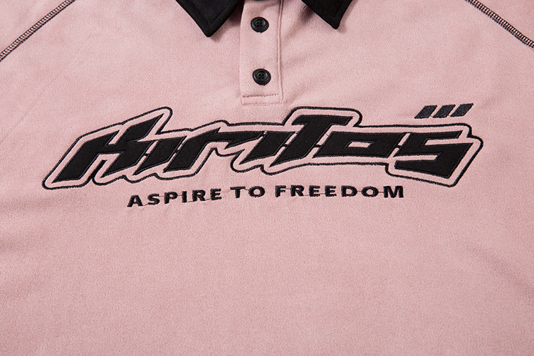 Roll-neck Embroidered Polo T-shirt