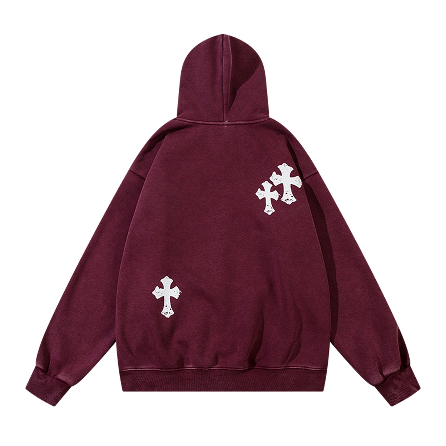 Washed Letter Print Fleece Lining Pullover Hoodie