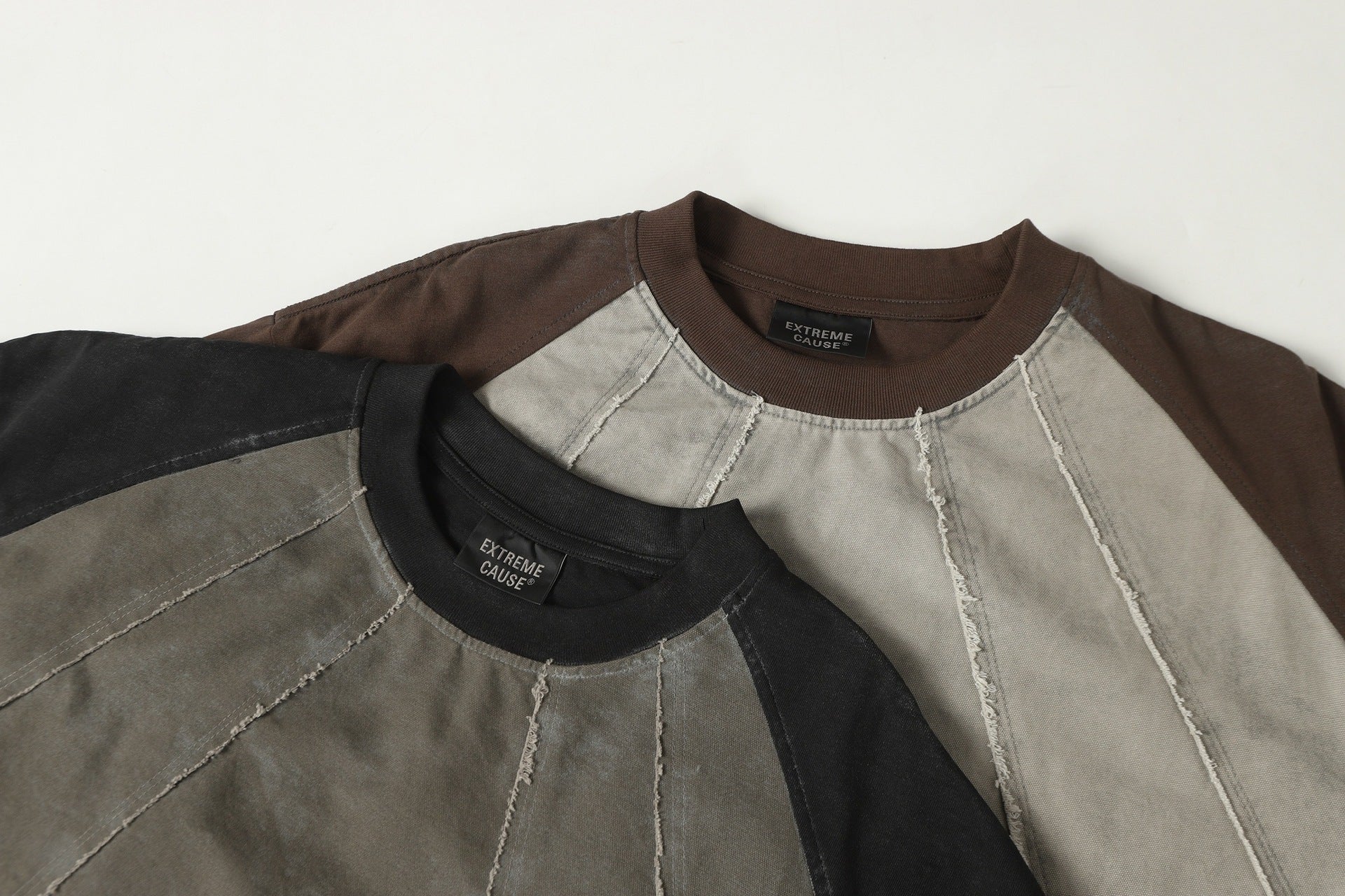 Washed Raw-Edge Splice Short Sleeve T-Shirt