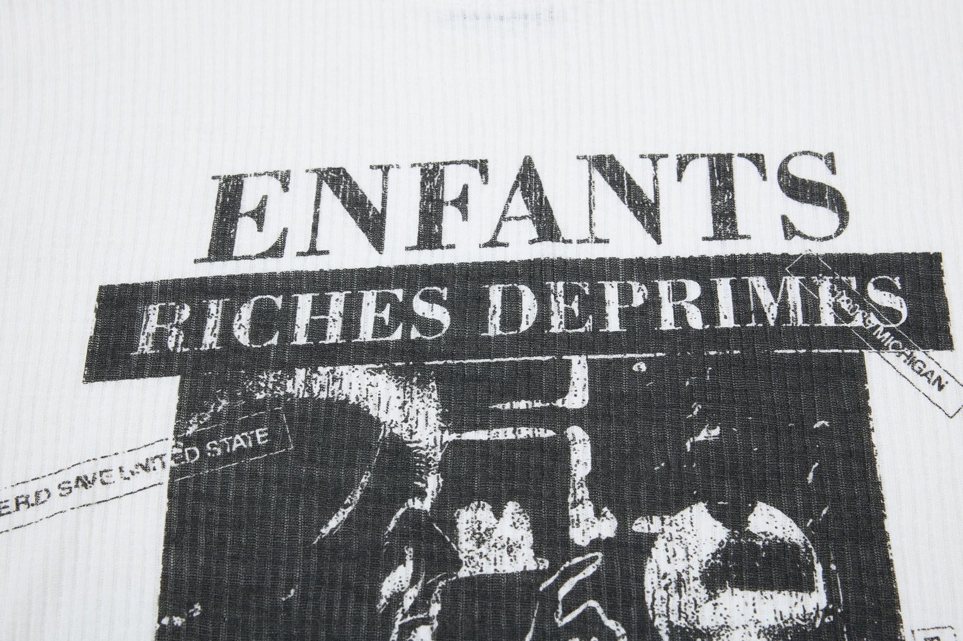 Ribbed Graphic Art Print Short Sleeve T-Shirt