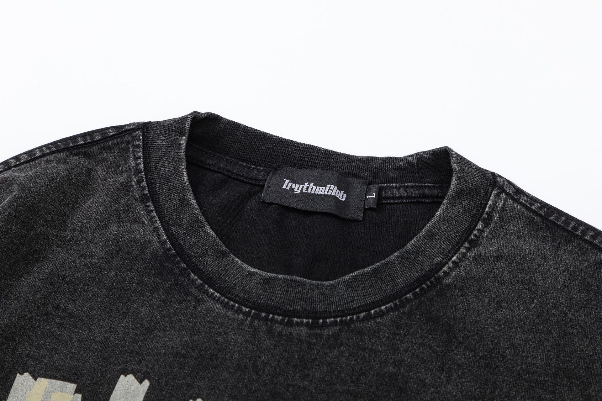 Washed Letter Print Oversize Long Sleeve T-Shirt