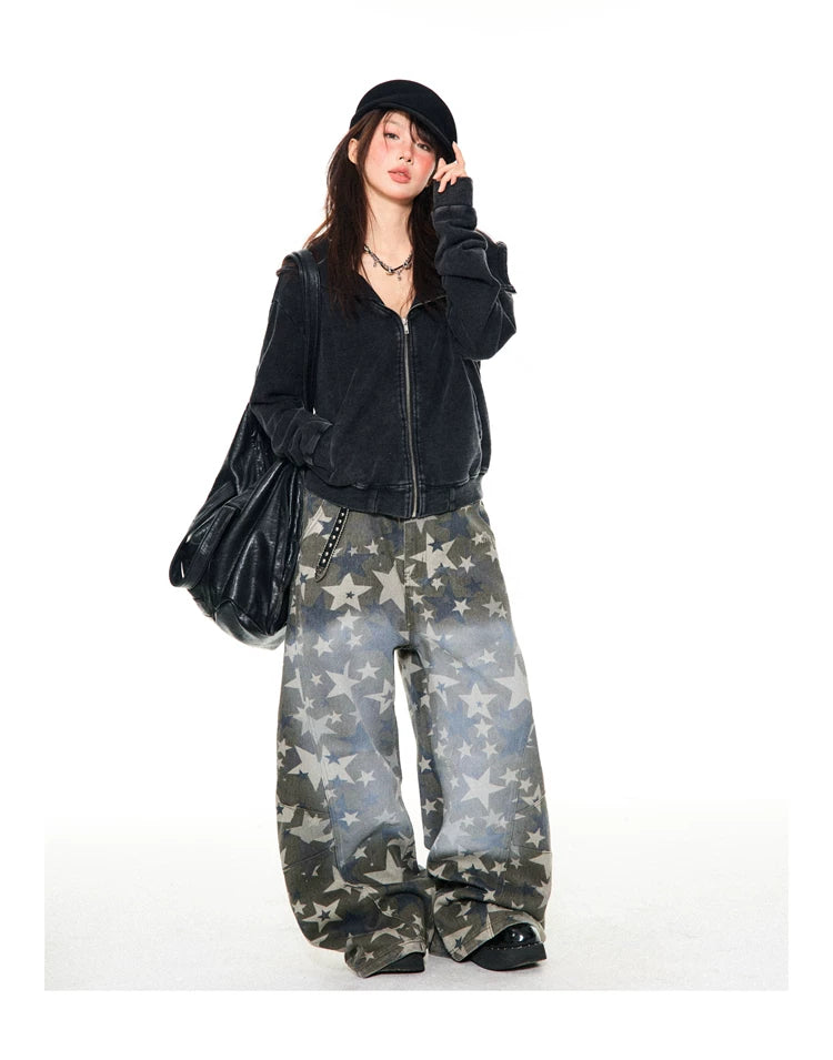 Asymmetrical Zipper Oversize Hooded Jacket