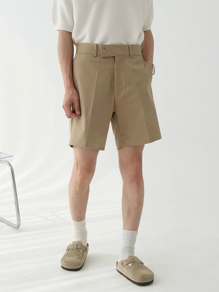 Wide-Leg Straight Short Pants
