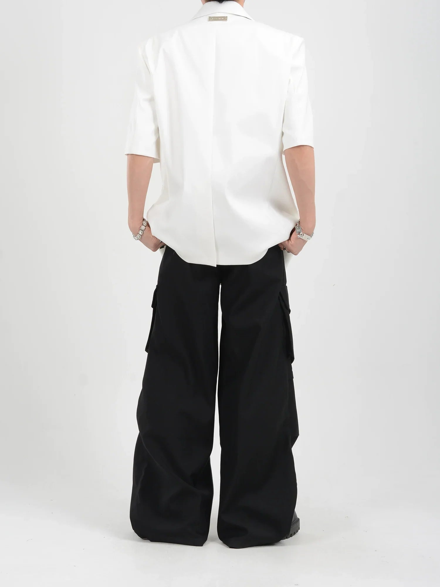 Oversize Metal Lock Short Sleeve Tailored Jacket