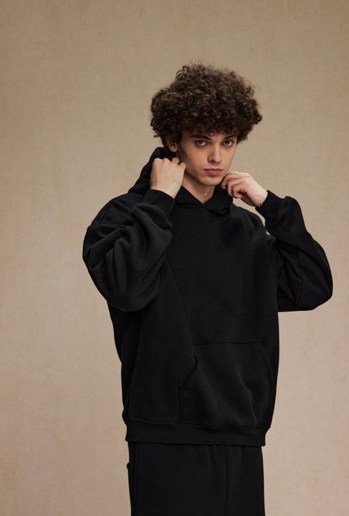Sweat à capuche ample et uni - noir / S