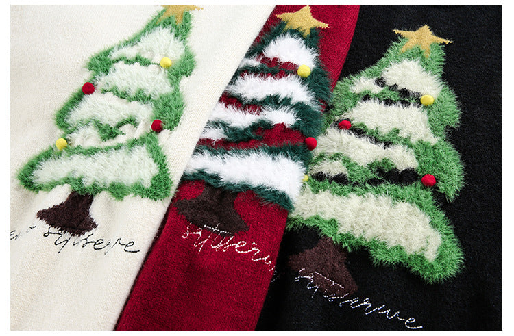 Christmas Tree Red Crew Neck Sweater
