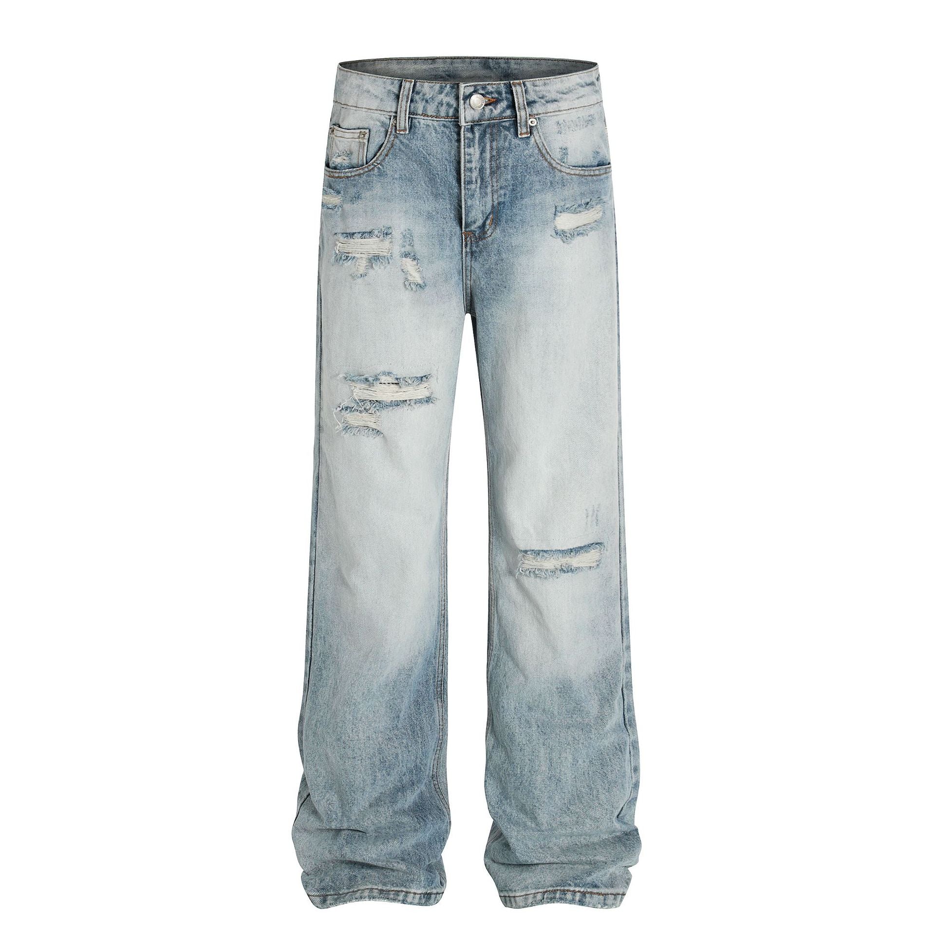 Washed Damage Flare Denim Jeans