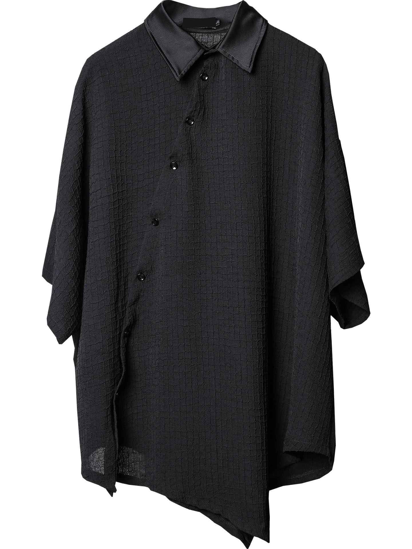 Irregular Texture Batwing Short Sleeve Shirt