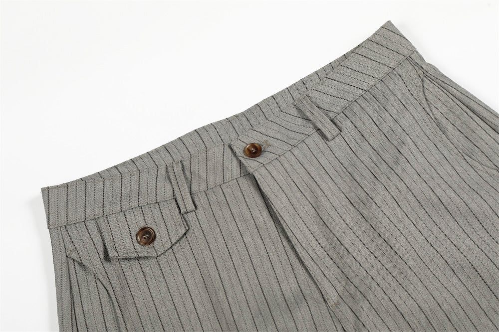 DAXUEN Light grey wide-leg trousers with pinstripes