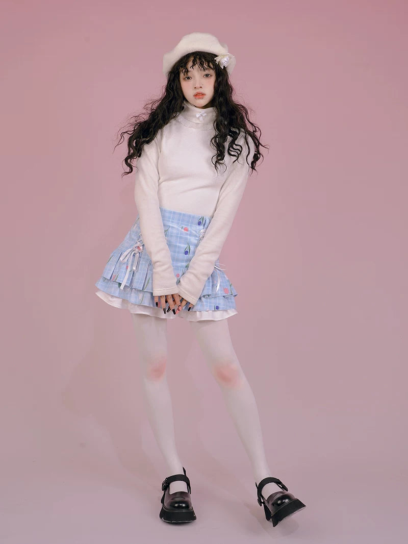 Flower Print Bow Skirt Na8271-K