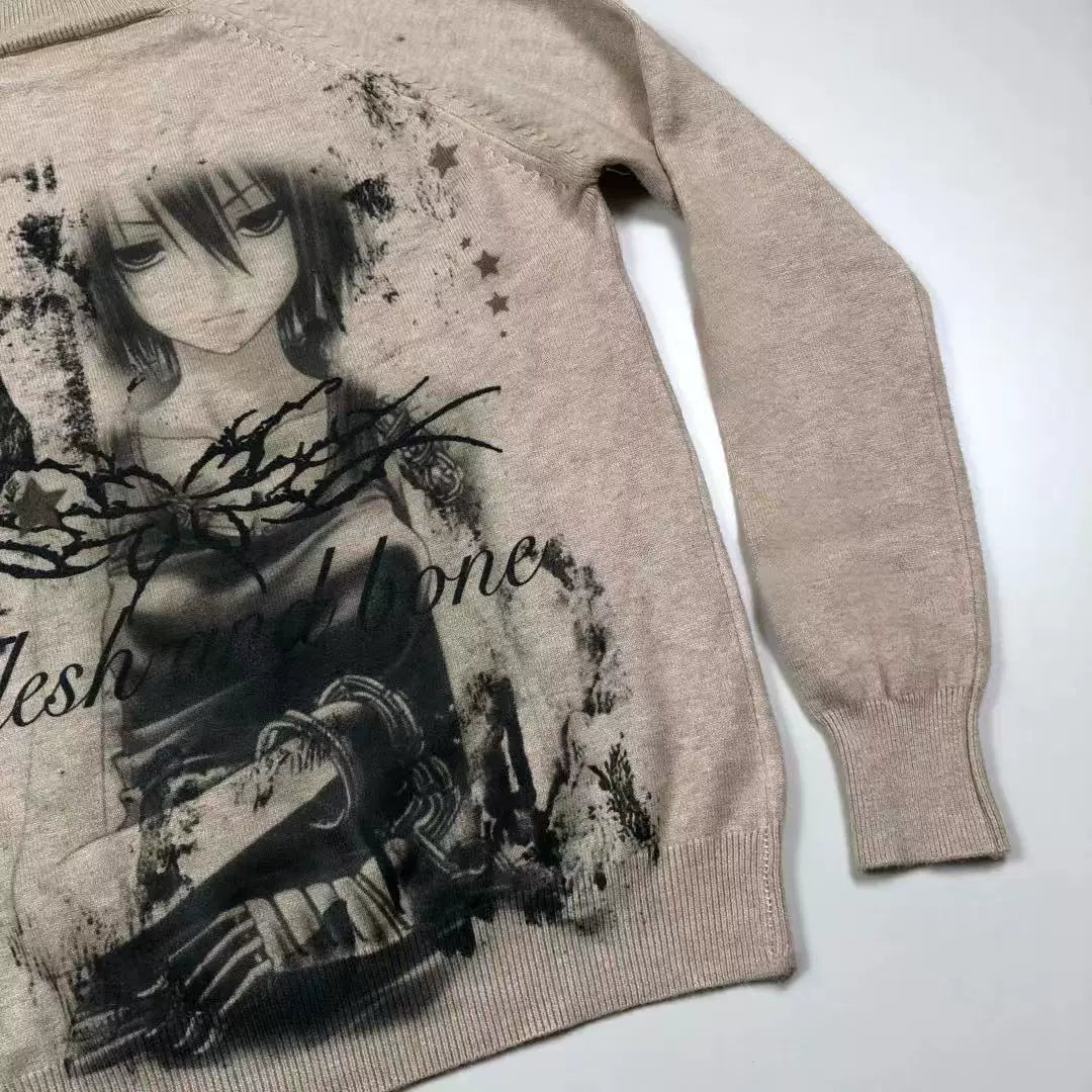 Anime-Style High-Neck Lightweight Knit Sweater