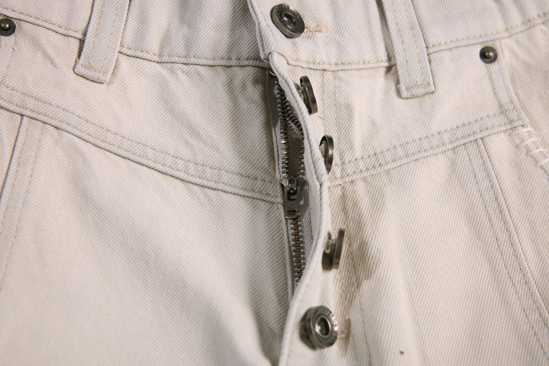 Multi-Button Curved Wide Leg Denim Jeans