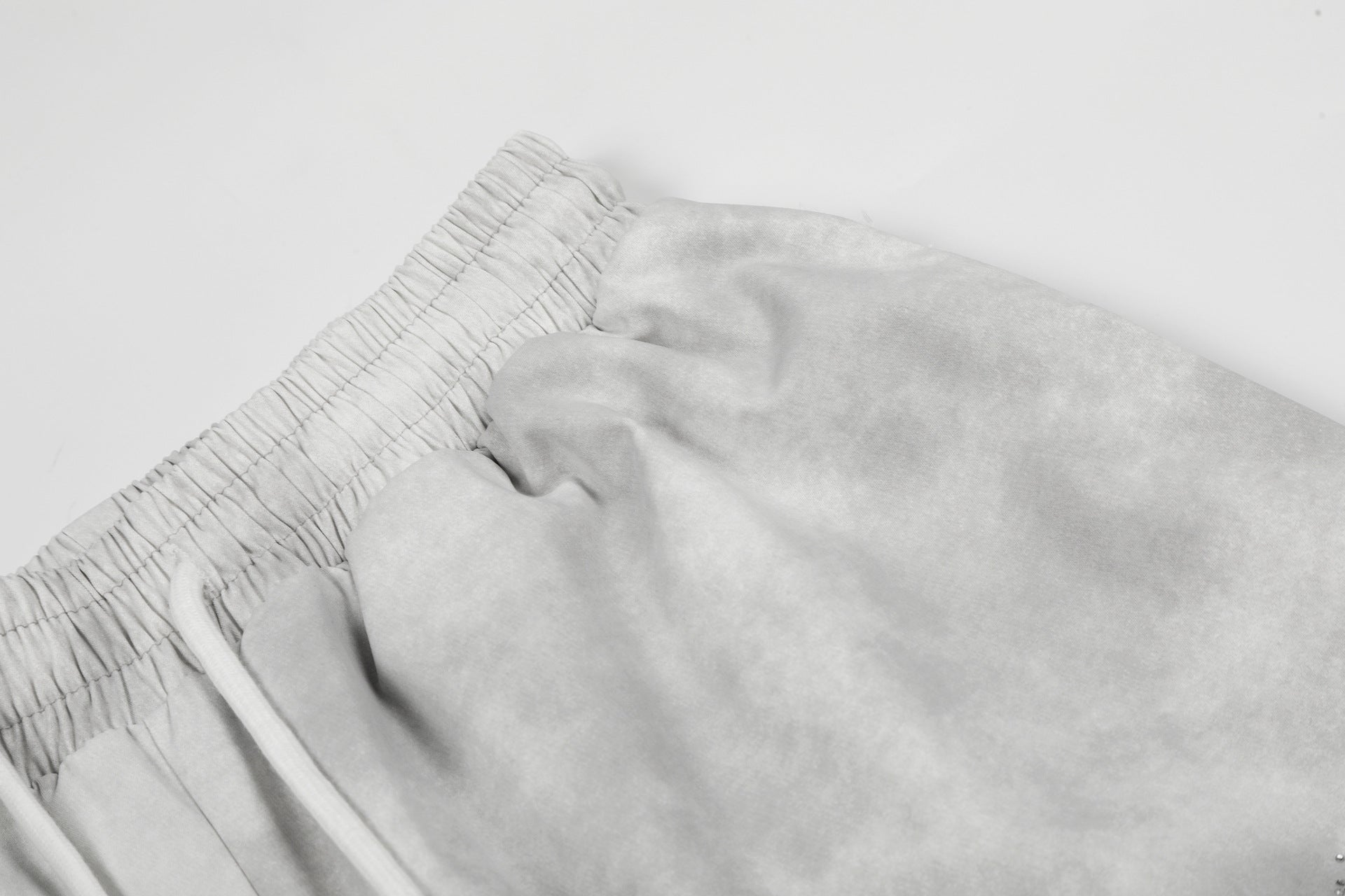 Washed Letter Print Drawstring Wide Leg Pants