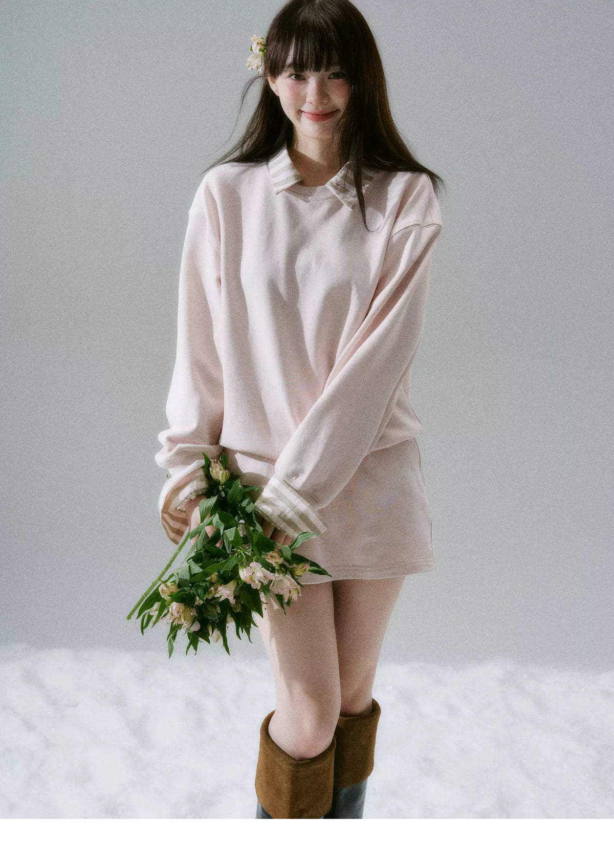 Skin-Friendly Sweatshirt & Short Skirt Setup