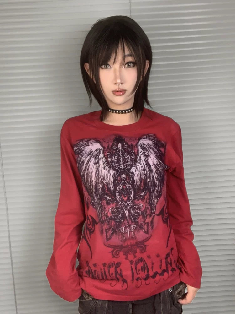 Punk Gothic Metal-Inspired Long Sleeve T-Shirt